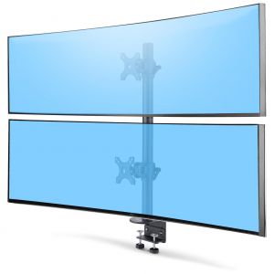StarTech.com Support de Bureau pour 2 Moniteurs Empil&eacute;s Verticalement, Double 49", Poids total 32kg, Pince en C, Support pour 2 &Eacute;crans, Syst&egrave;me VESA &agrave; D&eacute;gagement Rapide, &Eacute;cran Large 16:9/Ultrawide 32:9, TAA - Neuf