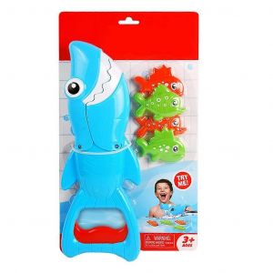 Jouet De Bain Attrape-Requins Pour Gar&ccedil;ons Et Filles, Jeu D'attrape-Requins Avec 4 Poissons, Jouets Interactifs Pour La P&ecirc;che Dans La Baignoire, Rouge - Neuf