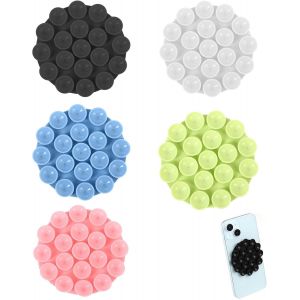 5 Pi&egrave;ces Silicone Ventouse T&eacute;l&eacute;phone Supports Polyvalent Porte T&eacute;l&eacute;phone Mini Ventouse pour Voiture Tapis Adh&eacute;sif Antid&eacute;rapant et Universel pour Selfies et Vid&eacute;os pour Appareils Mobiles &agrave; Main - Neuf