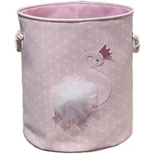 CHECARZHN--NO1-Panier À Linge Sale Rose, Panier Rangement Avec Cordon De Serrage Pour Jouets, Livres, 35 X 40 Cm, Motif Cygne - Neuf