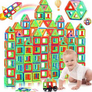 KALWL-Construction Magnetique Enfant,Bloc Jeux Magnetique Educatif 60 Pièces,Jeuet Aimant 3D Montessori,Montrer La Créativité Jeu Empilables,Cadeau Anniversaire&Noël Pour Filles Garçons - Neuf