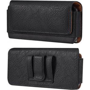 WQS-Sac de Ceinture Homme pour Téléphone Noir, Cuir Smartphone Ceinture Sacoche Horizontal, Homme Pochette Clip de Ceinture Téléphone Sac Banane Coque Transport avec Boucle de Ceinture Mousqueton, No - Neuf