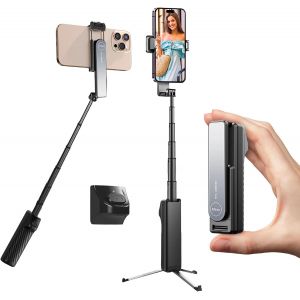 JGD-Ultra Mini perche à selfie avec télécommande Bluetooth, trépied extensible et portable pour iPhone 17, support de poche pour téléphone portable pour voyage/vlog/streaming en direct - Neuf
