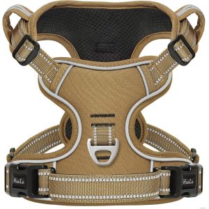Jgd-Harnais Chien, Harnais Chien Anti Traction, R&eacute;fl&eacute;chissant, Avec Poign&eacute;e Rembourr&eacute;e Contr&ocirc;l, 2 Anneaux M&eacute;tal, Harnais Pour Petit Moyen Et Grand Chien, Marron, S - Neuf