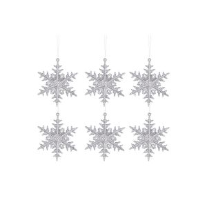 Lot de 6 d&eacute;corations de No&euml;l r&eacute;utilisables en forme de flocons de neige et de gla&ccedil;ons - Neuf