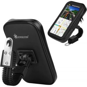 Sunseaton Support Téléphone Étanche, Universelle Waterproof Motocycle/Les Voitures Électriques/Scooter Rétroviseur Téléphone Support Avec 360° Rotation Pour Iphone, Galaxy (Xl, Noir) - Neuf