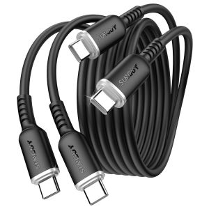 ERYI-Cable Usb C Vers Usb C En Silicone, 1M*2 100W Cable Usb C Charge Rapide, Cable Usb C Pour Iphone 15 Pro Max, Galaxy S24, Google Pixel 8 Pro, Ipad Pro/Air, Xiaomi, Macbook Pro 2020 - Neuf