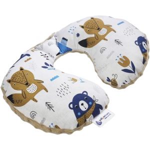 Kalanka-Coussin Voyage Enfant De Cou Pour Bebe Repose Tete Voiture Oreiller Voyag - 100% Coton/Minky Oreill Cale Nuque Tour Du Voiture Avion Bébé (Boho Animals Avec Beige Minky) - Neuf