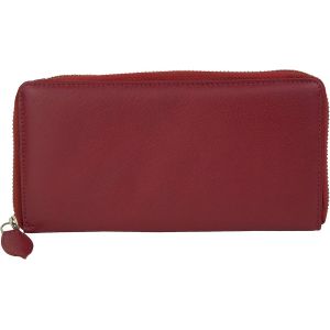 CAUC-Grande capacit&eacute; avec zip de cire de luxe Mesdames &eacute;l&eacute;gant Porte-feuille pour Les Femmes Porte-monnaie et s&eacute;curis&eacute; Protection RFID Blocage avec bo&icirc;te &agrave; ca, cuir v&eacute;ritable, rouge19,5x9,5x2cm (LxLx - Neuf