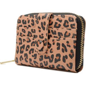 TRAHOO-Porte Carte Homme Femme, PU Similicuir Pochette Carte bancaire, l&eacute;opard Portefeuille Homme Femme Unisexe avec Zip pour Femmes Homm, Marron - Neuf
