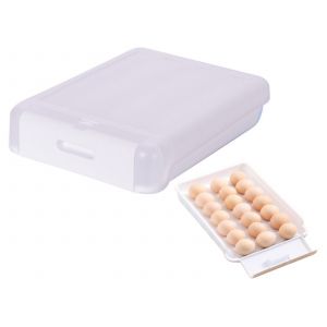 Bo&icirc;te De Rangement Automatique Pour ?ufs Avec Distributeur &Agrave; D&eacute;filement, Blanche, 34,3 X 25,2 X 8,2 Cm - Neuf