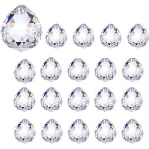 MEVRONISSHOP-Boules de Cristal,20 Pi&egrave;ces Attrape-Soleil Transparents de 20 mm,Prismes Scintillants &agrave; Suspendre,Boule de Cristal Clair pour D&eacute;coration de Fen&ecirc;tre,Artisanat,Mariage,D&eacute;coration - Neuf