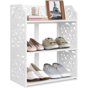 Kgabery-Étagère À Chaussures À 3 Niveaux,Armoire À Chaussures Étagère De Rangement Meuble Chaussures Étagère D'affichage Sur Pied Dans Le Couloir Coin Salon Chambre Bibliothèque - Neuf