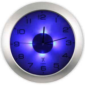 FCHHK-- Horloge Murale Lumineuse - Radio-Pilotée - 4 LED Bleues - Détecteur d'Obscurité - 3 Modes d'Eclairage : Permanent/Désactivé ou Automatique - 30 cm - Neuf