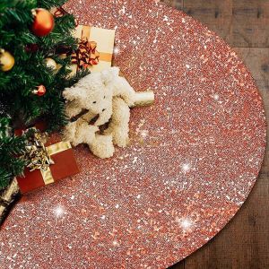 Jupe de sapin de No&euml;l en velours &agrave; paillettes rouges de 61 cm (24 pouces), style vintage, id&eacute;ale pour d&eacute;corer votre int&eacute;rieur pendant les f&ecirc;tes de No&euml;l. - Neuf