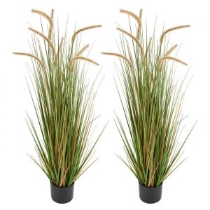 Herbe Artificielle en Pot-Duoku-119,4 cm-Lot de 2 Pr&ecirc;les D&eacute;coratives pour Int&eacute;rieur et Ext&eacute;rieur-Id&eacute;al pour Jardin - Neuf