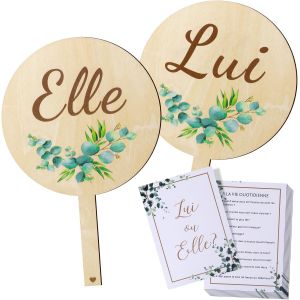 Mevronisshop-Jeu De Mariage&iquest; 2 Pancartes Elle Et Lui En Bois Et 8 Cartes (80 Questions Diff&eacute;rentes)&iquest;Jeu Elle Et Lui Pour Mariage&iquest;Mariage Decoration&iquest;Animation De Mariage - Neuf