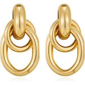 Kal-Noeud Boucle D'oreille Or Argent Noeud Boucle D'oreille Épaisse Boucle D'oreille Créole Or Boucle D'oreille Déclaration - Neuf