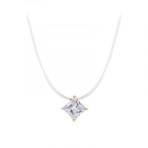 Collier Meilleur Pendentif Argent 925 Ligne P&ecirc;che Au Zirconium Carr&eacute; &Agrave; Quatre Pattes Pour Femmes - Neuf