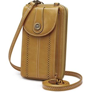 RFCBC-Sac à bandoulière pour femme - En cuir synthétique - Blocage RFID - Vintage - Avec porte-monnaie - Avec compartiments pour cartes - Réglable et amovible - Pour téléphone portable de moins de - Neuf