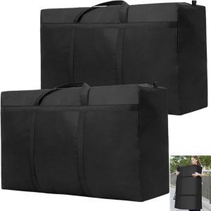 Jexnovashop-2 Pcs 180l Grands Sacs De Rangement &Eacute;tanche Noir Sac De Rangement Pliable Pour V&ecirc;tements Avec Poign&eacute;e Zipp&eacute;e Pour V&ecirc;tements Saisonniers, Couettes, Articles De No&euml;l, Voyager Ou D&eacute;m&eacute;nager - Neuf