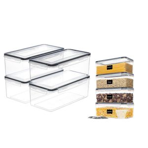 Lot De 4 Bo&icirc;tes De Conservation Herm&eacute;tiques Avec Couvercles Et &Eacute;tiquettes - Neuf