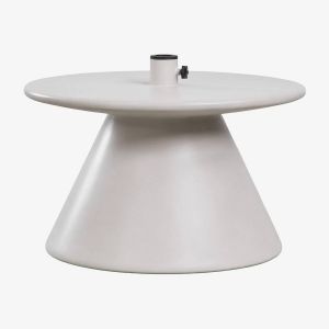 Pied De Parasol Avec Table Ronde Int&eacute;gr&eacute;e &Oslash;60 Cm En Ciment Darwys Gris Clair - Neuf
