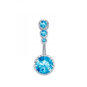 3pcs Anneau De Nombril En Acier Inoxydable Série Bleue, Pendentif ?il Du Diable, Micro Incrusté De Zircons-11# - Neuf