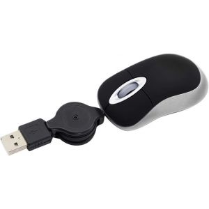 Mini Souris Filaire,Mini Souris Filaire de Voyage Portable,Souris d'ordinateur 1600 DPI,Petite Souris avec Cordon rétractable de 70 cm,Mini Souris pour Ordinateur Portable,PC(Noir) - Neuf