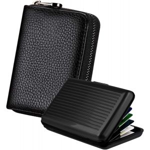 Porte Cartes De Cr&eacute;dit Femme Homme Cuir, Porte Carte de Cr&eacute;dit Femmes, Blocage RFID Portefeuille, Porte-Cartes de Visite Portefeuille Porte Monnaie Fermeture &eacute;clair, Porte-Cartes Anti-RFID - Neuf