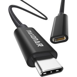 Tech C&acirc;ble D'Extension Usb C(1,8M) Usb3.2 (5Go/S) Type C M&acirc;le Vers Femelle Extension De Charge Et De Synchronisation Pour Station D'Accueil M1 Mac Chargeur Sans Fil Surface Book Noir - Neuf