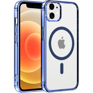 KAL-Coque Magn&eacute;tique Pour Apple Iphone 12 Mini 5.4"",Compatible Avec Magsafe Recharge Sans Fil,Translucide Givr&eacute; Etui Pc Dur + Tpu Bumper Antichoc Anti-Rayures Protection Housse,Bleu - Neuf