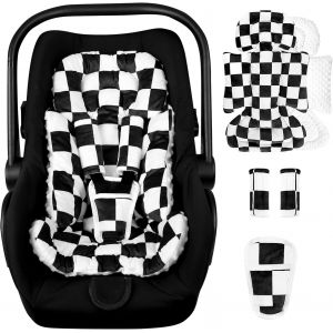 Nouvelhorizonstore-Rehausseur De Si&egrave;ge Pour Nacelle, Appui-T&ecirc;te Pour Nacelles Avec 3 Sangles Rembourr&eacute;es, Coussin D'assise Doux Pour Nouveau-N&eacute;, Poussettes, Balan&ccedil;oires, Transattants, Noir &Agrave; Carreaux - Neuf