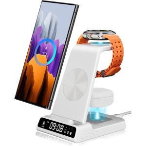 MEVRONISSHOP-Chargeur Induction pour Samsung S25 Ultra, Station de Charge Sans Fil 3 en 1 pour Galaxy S25/S24/S23/Z Fold 7/Z Flip7, Chargeur pour Galaxy Watch 8/8 Classic/Ultra/7/6/5 Pro, Galaxy Buds - Neuf