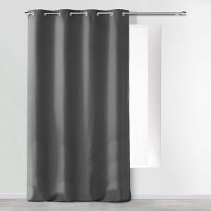 douceur d'intérieur, Rideau à Oeillets (140 x 260 cm) Absolu Anthracite, Microfibre - Neuf