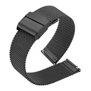 Bracelets De Montre En Maille D'acier Inoxydable (Noir) Pour Hommes Et Femmes, 20 Mm, À Dégagement Rapide - Neuf