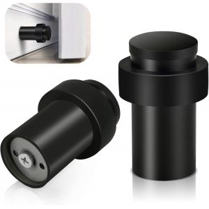 Lot de 2 butées de porte robustes en acier inoxydable noir ¿ Protection murale décorative en caoutchouc solide pour plinthes - Neuf