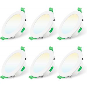 ALUSSO Spot LED Encastrable Dimmable 230V 7W Spot Plafond 3000K 4000K 6500K Étanche IP65 Réglable Plafonnier Encastré pour Salle de Bain, Salon, Lot de 6, Rond, Noir - Neuf