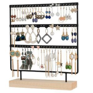 Noir 3 Couches 72 Trous Boucle D'oreille Porte-Bijoux Présentoir - Neuf