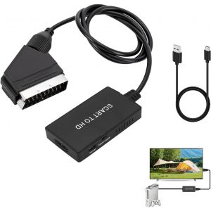 Convertisseur Péritel Vers Hdmi, Adaptateur Câble Péritel Vers Hdmi, Convertisseur Audio Vidéo Full Hd 720p/1080p Compatible Avec Xbox 360, Ps3, Wii, N64, Dvd, Pour Hdtv, Moniteurs - Neuf