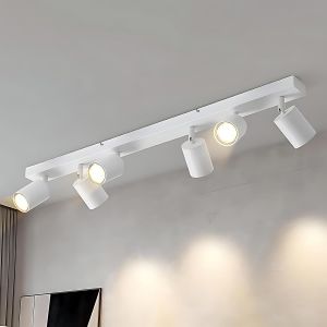 KAL-Plafonnier Spot Orientable Blanche - Rampe Plafond Led 6 Spots Éclairage Gu10 Luminaire Intérieur Plafonnier Lampe Salon Cuisine Couloir, Sans Ampoules - Neuf