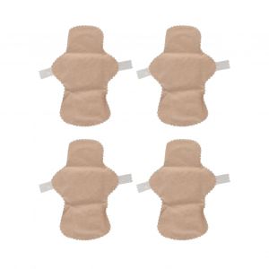 Lot De 4 Serviettes Hygieniques Reutilisables En Coton Lavables, Anti-Fuites, Respirantes Et Douces Pour La Peau (L, Couleur Chair) - Neuf
