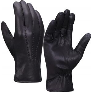 Gants en cuir pour hommes, gants d'hiver en cuir de ch&egrave;vre, &eacute;cran tactile GM040EU - Neuf