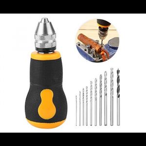 Ensemble de micro-perceuses manuelles avec 10 forets h&eacute;lico&iuml;daux de 0,8 &agrave; 3,0 mm - Neuf