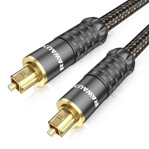 Cable Optique Audio Numérique,2M Câble Optique 24K Plaqué Or Coquille d'épissage Cable Audio Spdif Toslink pour Barre De Son,TV,Home Cinéma,Amplificateur - Neuf