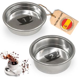 Filtre pour cafetière Cecotec 51 mm pressurisé|Compatible avec les machines Cecotec,Delonghi,Ufesa et Breville|Set de 2 ou 3 foyers|Recharge Power Espresso 20 (set de 2 filtres (1 et 2 - Neuf