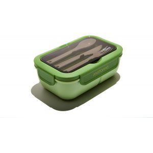 Lunch Box 1100 Ml, Porte-Repas Avec Couverts Et Trois Compartiments Int&eacute;rieurs, Bo&icirc;te &Agrave; Lunch Herm&eacute;tique Pour Aliments, Bo&icirc;te &Agrave; Lunch Micro-Ondes, Lave-Vaisselle Et Cong&eacute;lateur, Couleur Vert - Neuf