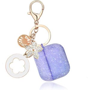 &Eacute;tui pour Airpods 4&egrave;me g&eacute;n&eacute;ration avec porte-cl&eacute;s unique en forme de tr&egrave;fle &agrave; cinq feuilles, &eacute;tui de protection en silicone violet vif - Neuf