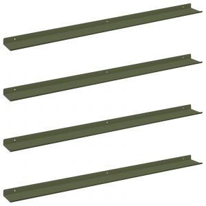 vidaXL &Eacute;tag&egrave;re Murale avec &eacute;tag&egrave;re 4 pcs Vert olive 100 x 9 x 2,5 cm - Neuf