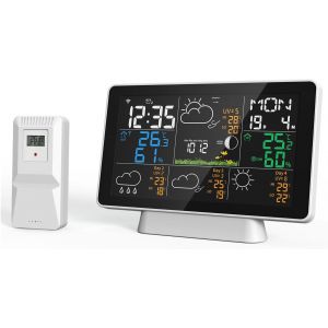SUBZONAL-Station m&eacute;t&eacute;orologique Tuya WiFi avec Affichage de 7,5'', thermom&egrave;tre, igtro, pluviom&egrave;tre/an&eacute;mom&egrave;tre pour l'int&eacute;rieur et l'ext&eacute;rieur, pr&eacute;vision du Tempo, igrotermografo - Neuf
